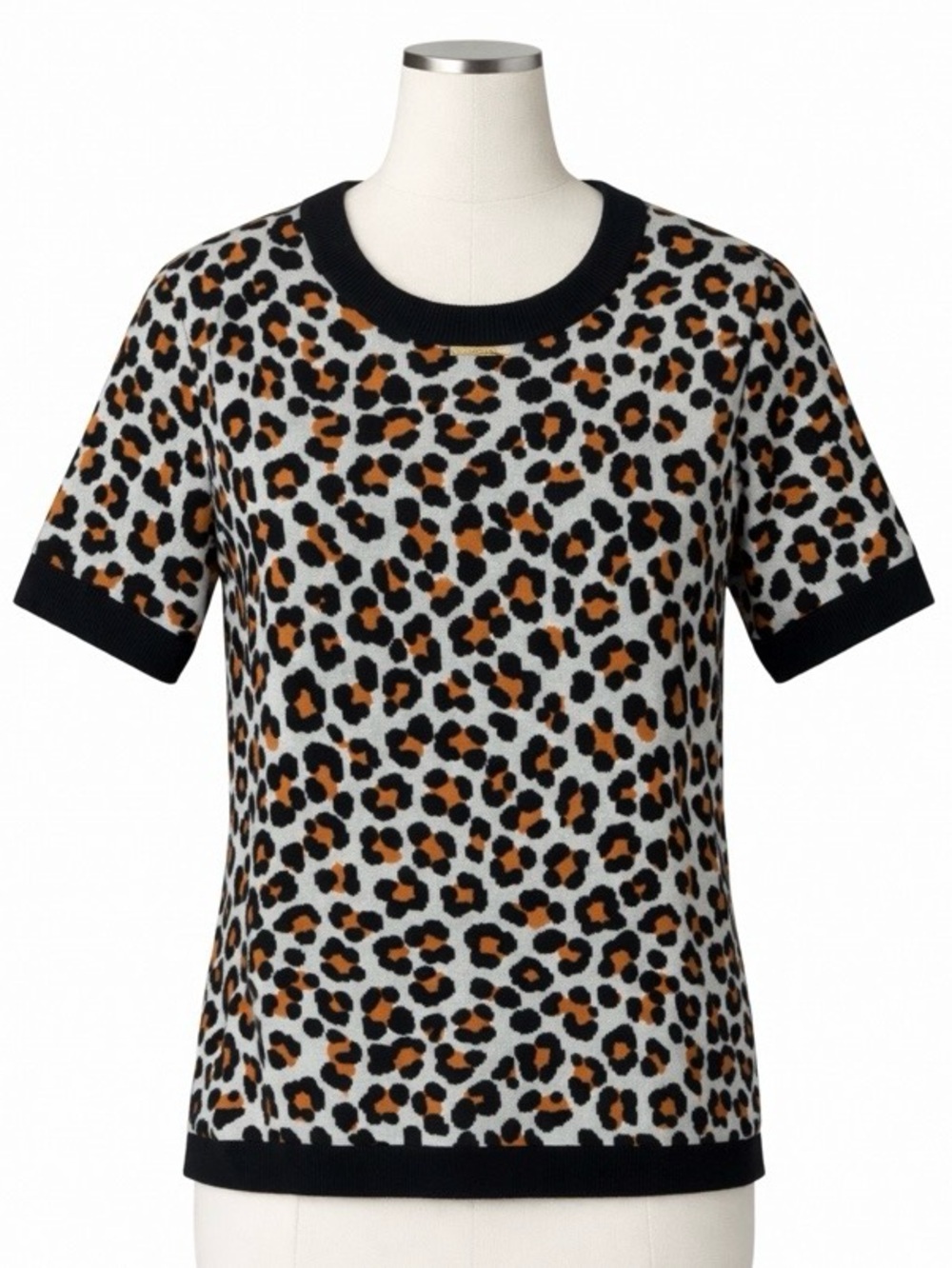 Michael Kors Designer Leopard Print Pullover Sweater Size Small Petite SP